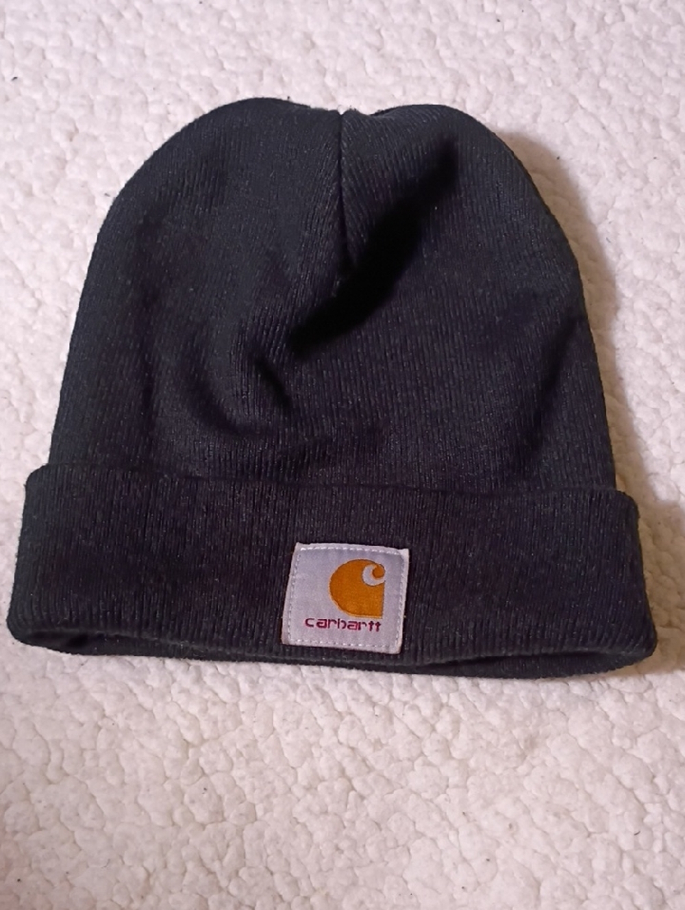 Carhartt Black Beanie with Gold Logo Patch
